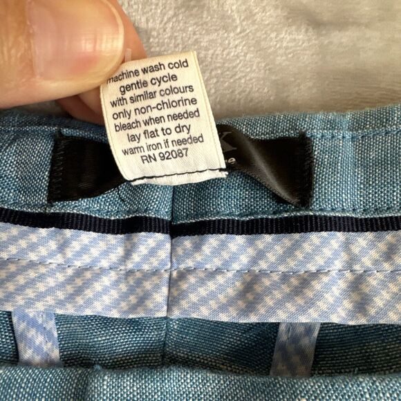 Black by Saks Fifth Avenue Men's Linen Shorts Size W40 Flat Front Blue (0710) - Picture 4 of 11